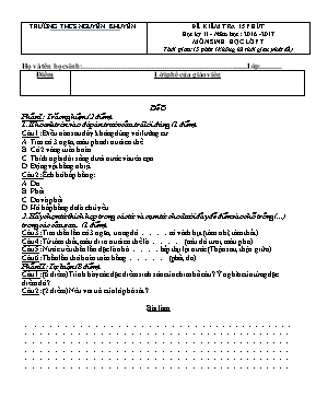 Đề kiểm tra 15p Sinh học lớp 7 - Năm học 2016-2017 - Trường THCS Nguyễn Khuyến